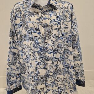 Robert Graham Black and Blue Striped Shirt